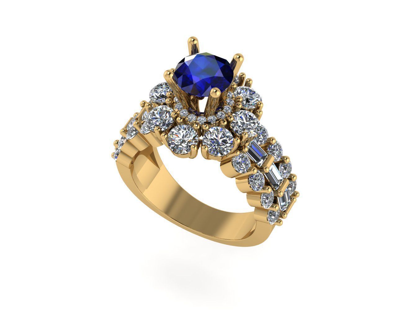 Women diamond ring 3d render 3D print model_3