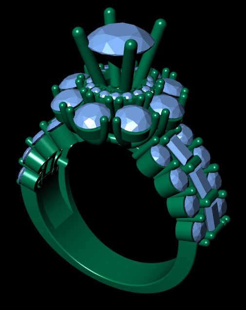 Women diamond ring 3d render 3D print model_7