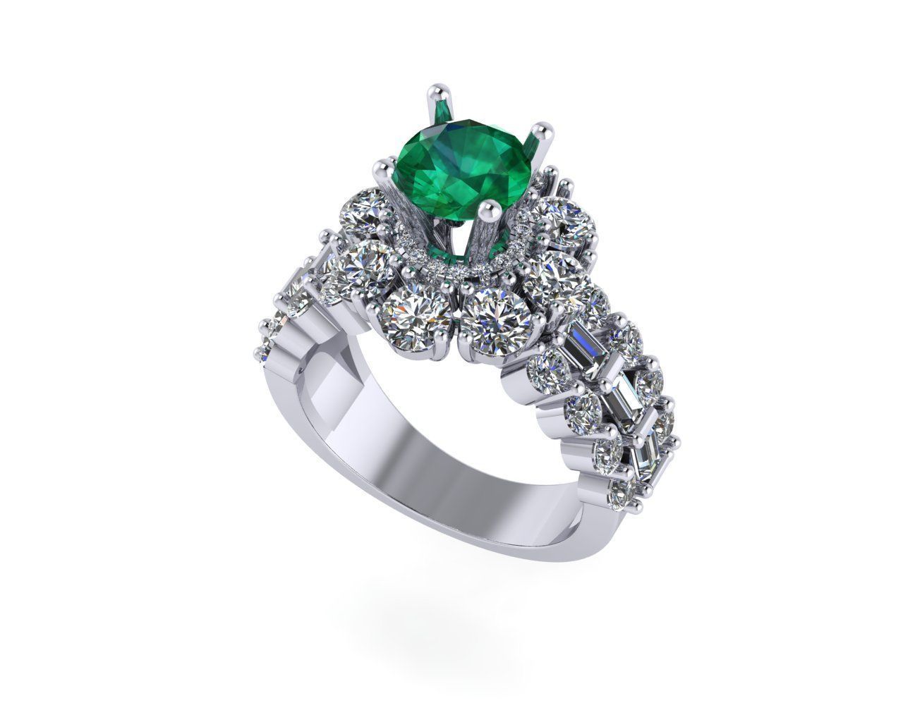 Women diamond ring 3d render 3D print model_5