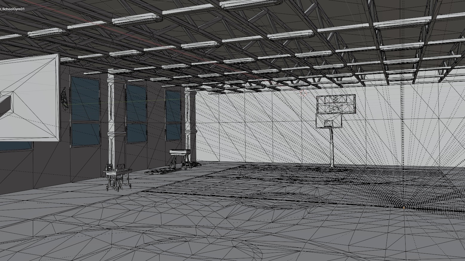 School Gym and Showers Lockers Combo Low-poly 3D model_15