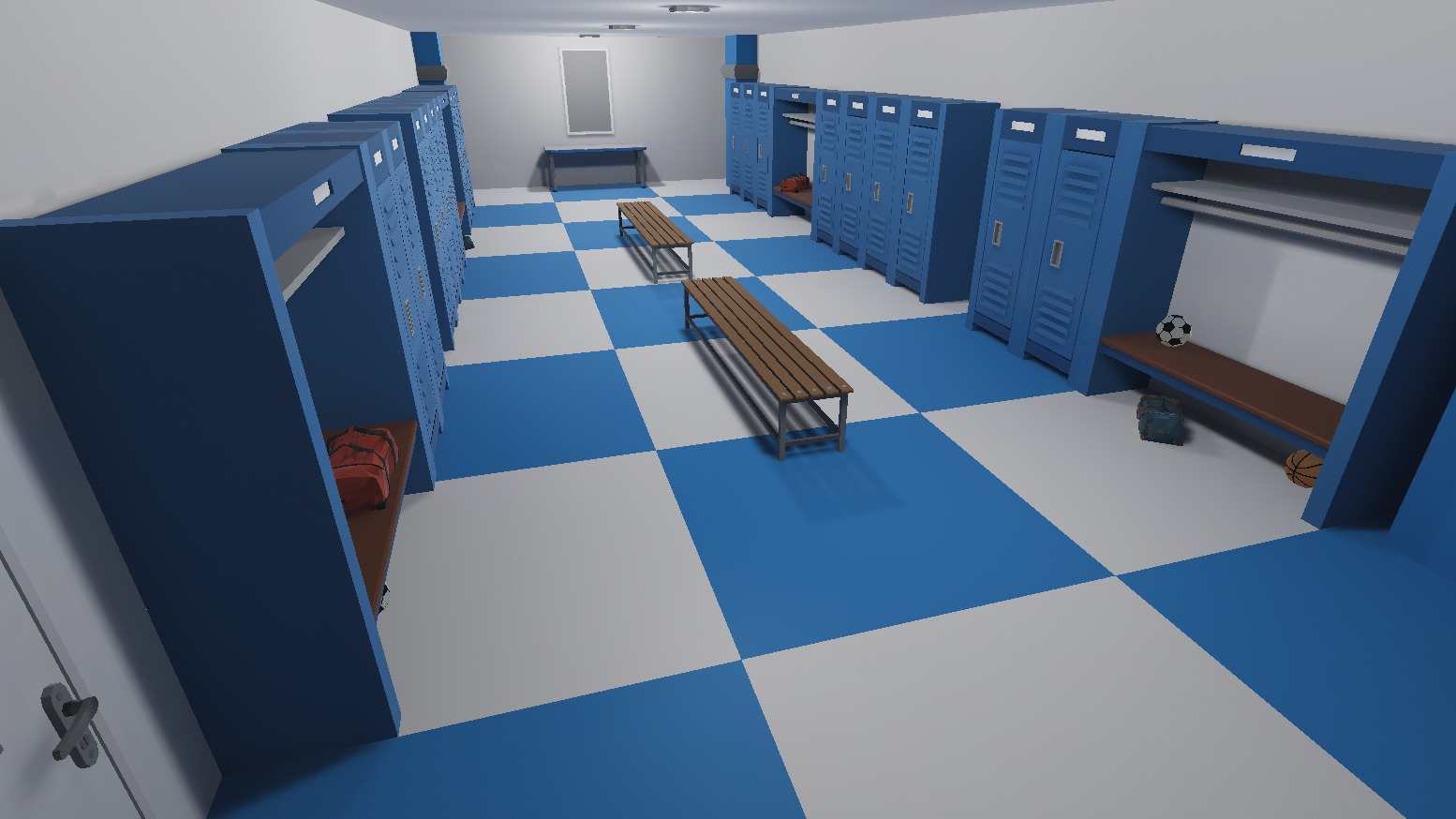 School Gym and Showers Lockers Combo Low-poly 3D model_9