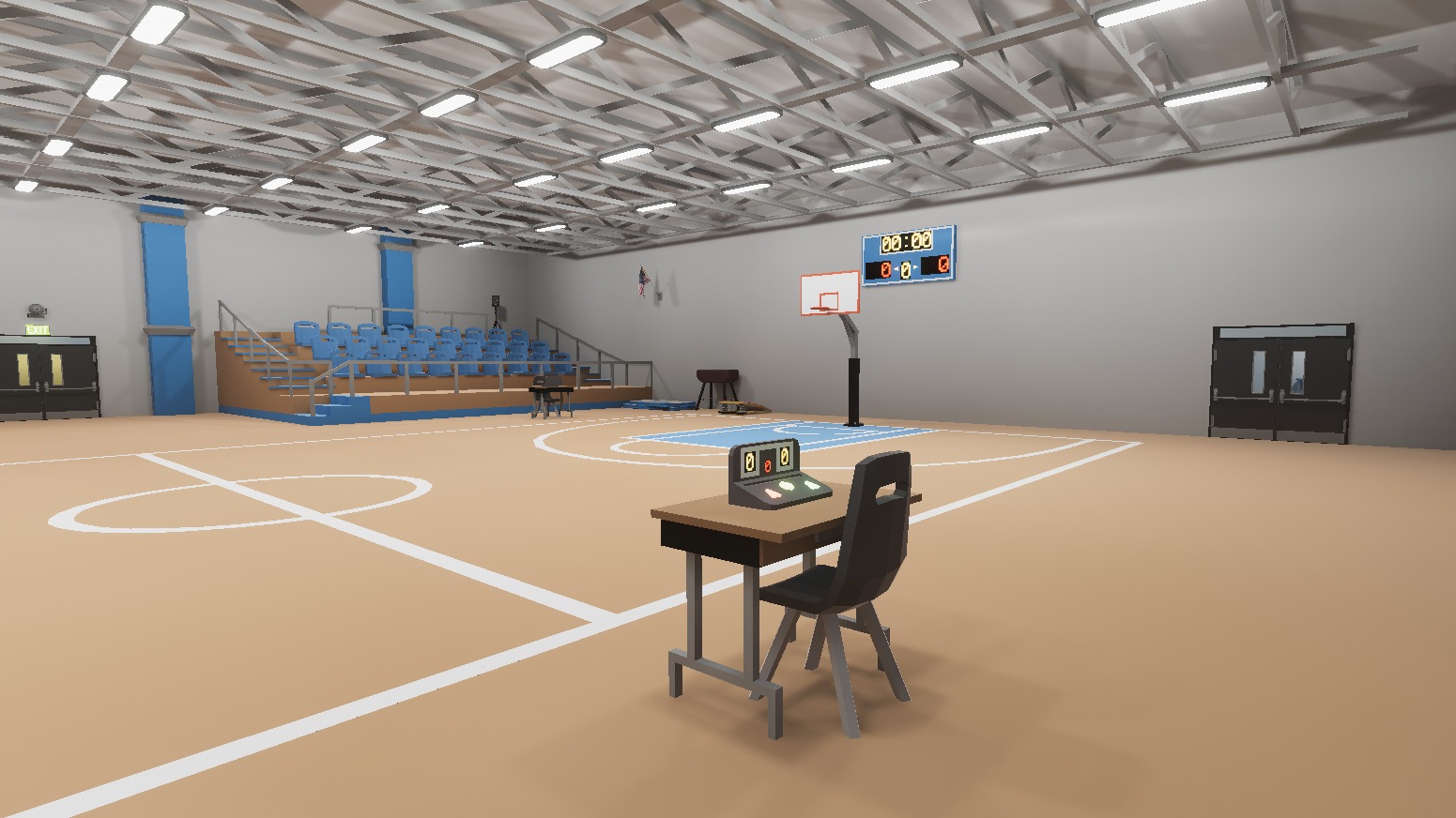 School Gym and Showers Lockers Combo Low-poly 3D model_1