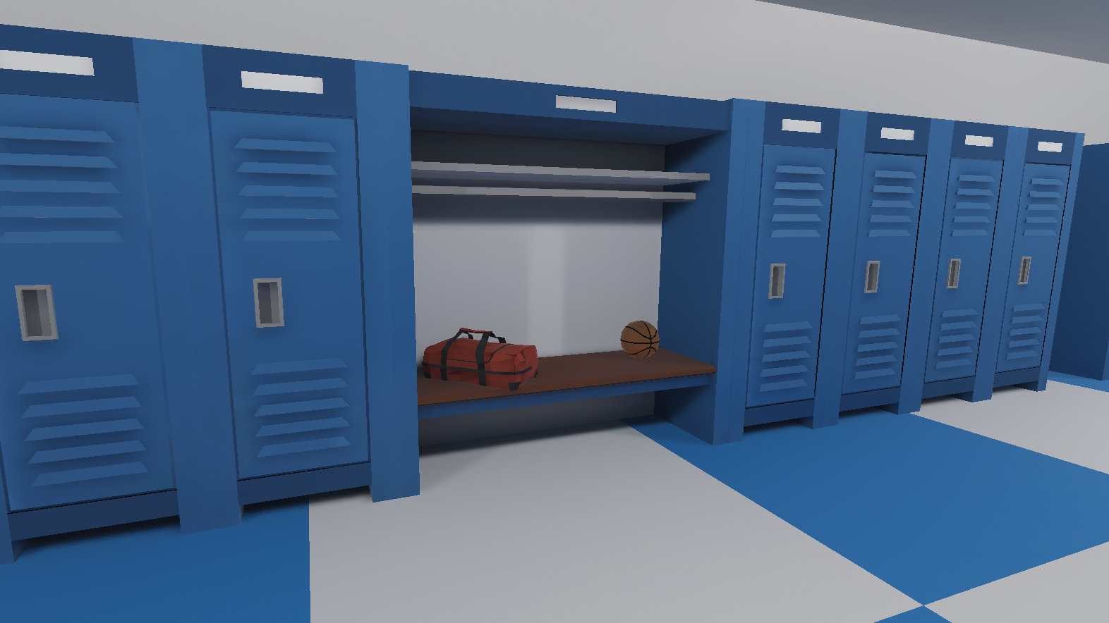 School Gym and Showers Lockers Combo Low-poly 3D model_8
