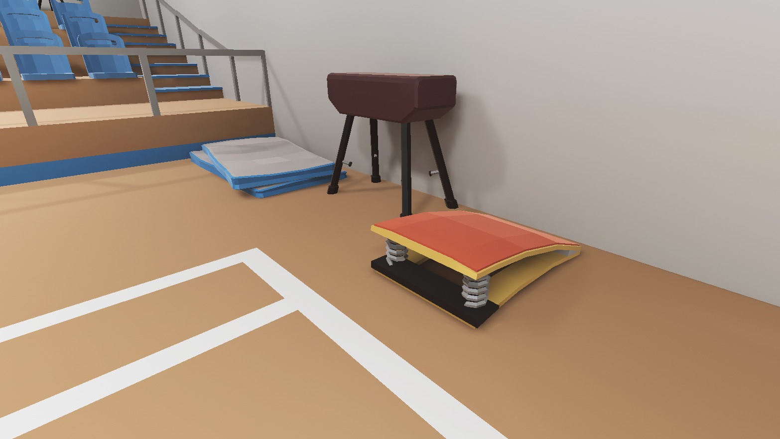 School Gym and Showers Lockers Combo Low-poly 3D model_4