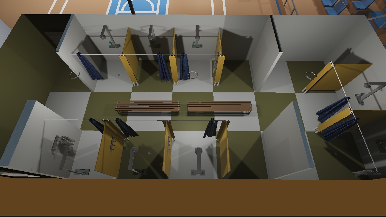 School Gym and Showers Lockers Combo Low-poly 3D model_14