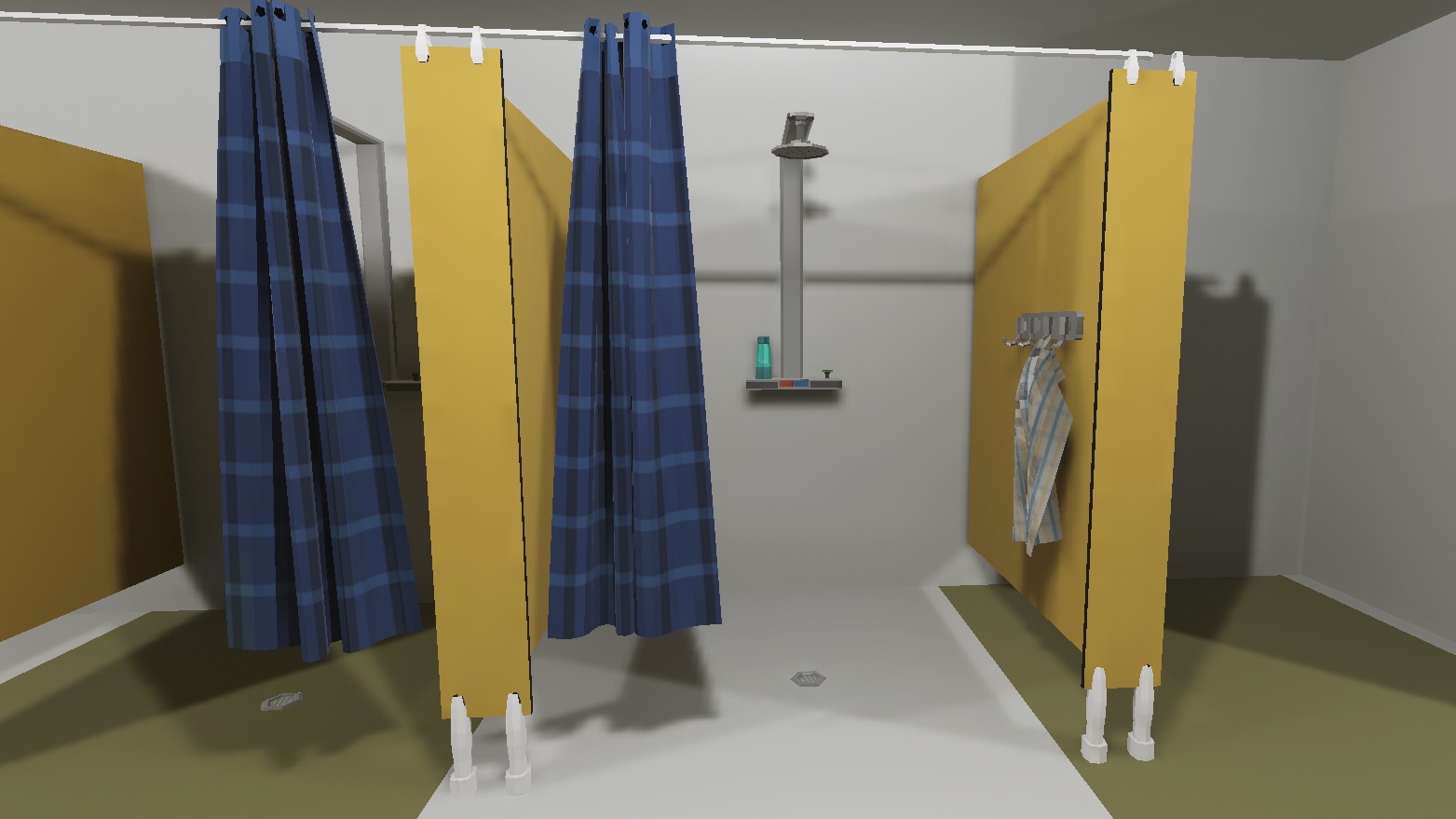 School Gym and Showers Lockers Combo Low-poly 3D model_13