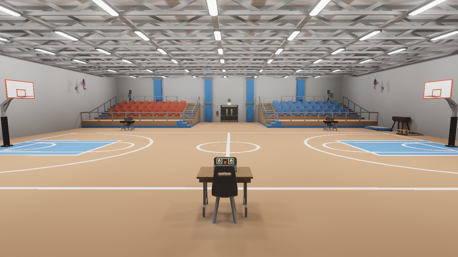 School Gym and Showers Lockers Combo Low-poly 3D model_5