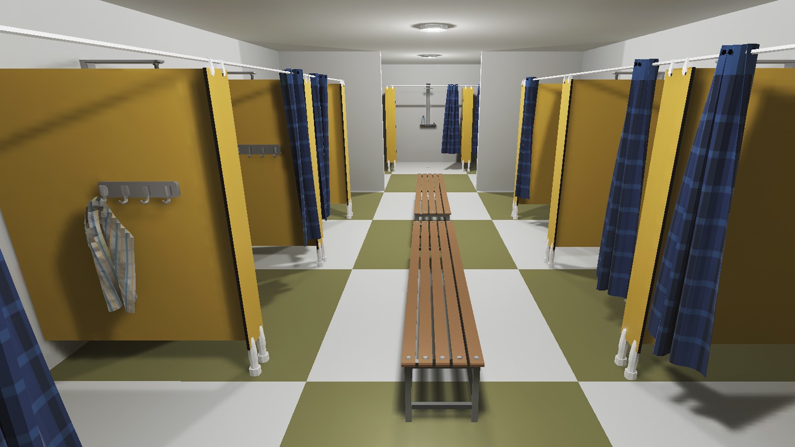 School Gym and Showers Lockers Combo Low-poly 3D model_11