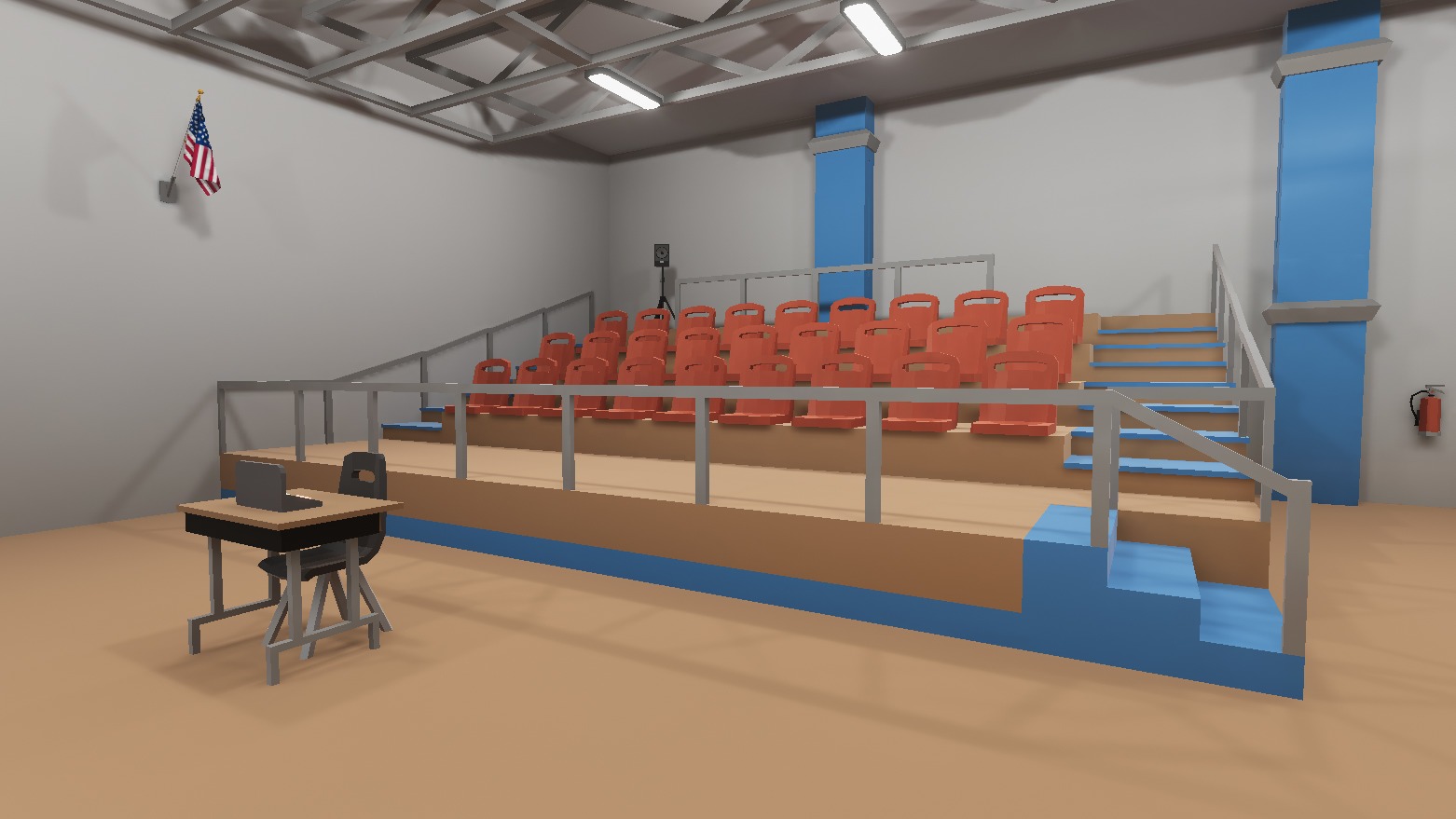 School Gym and Showers Lockers Combo Low-poly 3D model_6