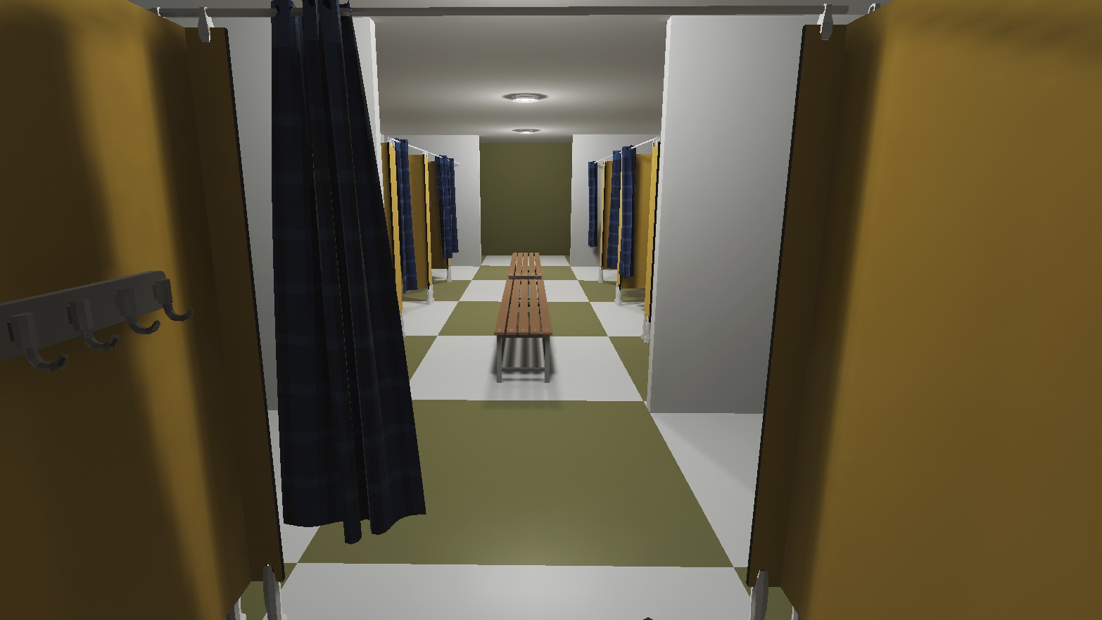 School Gym and Showers Lockers Combo Low-poly 3D model_12