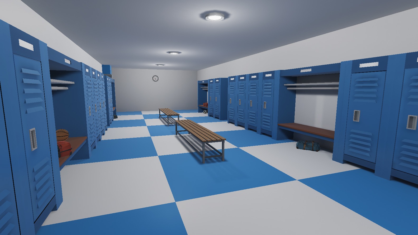 School Gym and Showers Lockers Combo Low-poly 3D model_7
