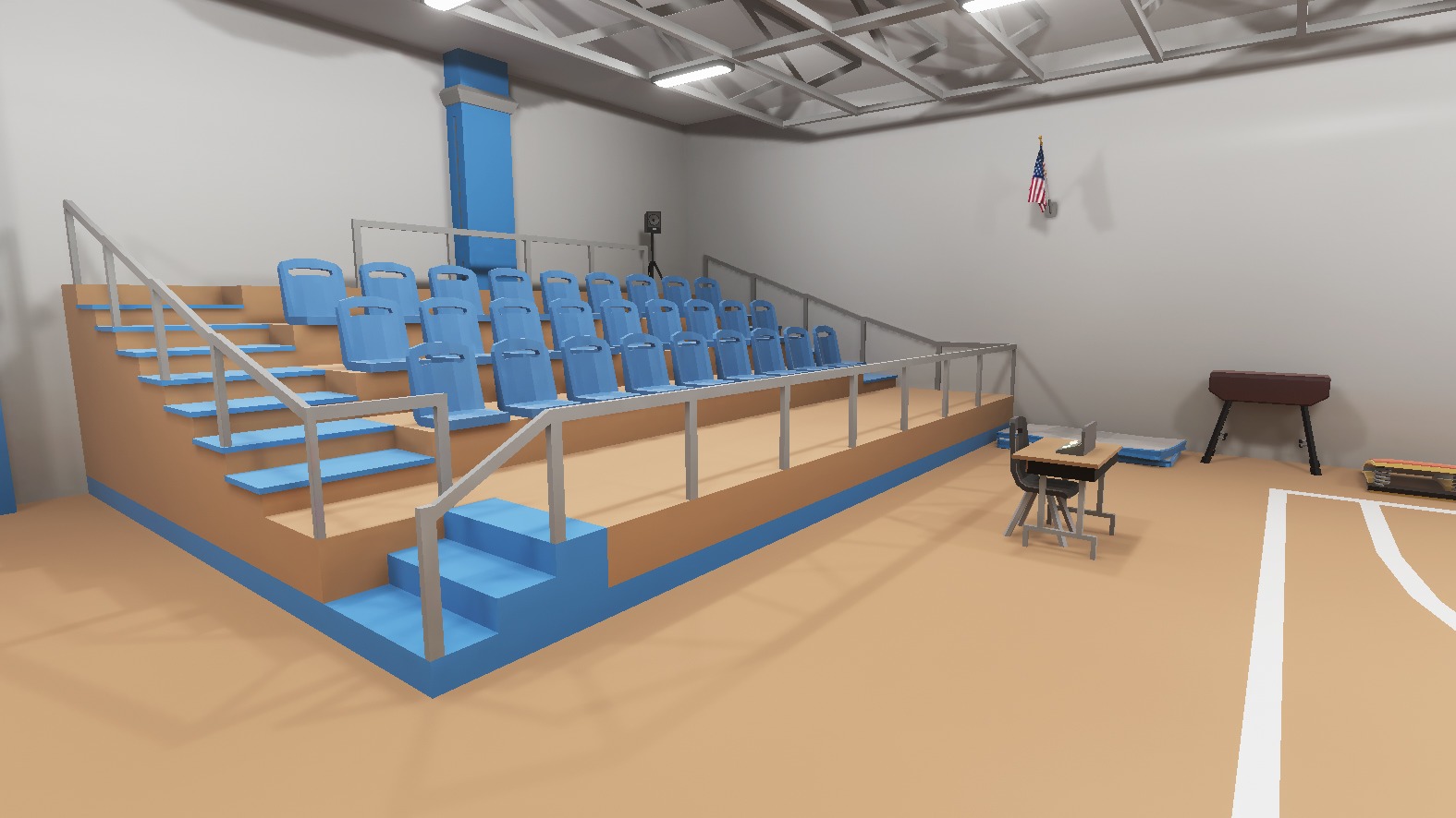 School Gym and Showers Lockers Combo Low-poly 3D model_3