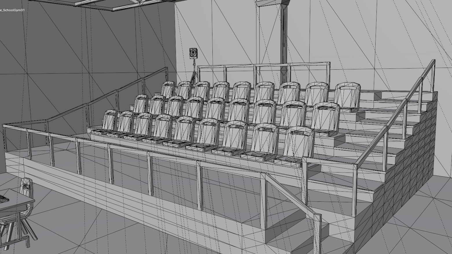 School Gym and Showers Lockers Combo Low-poly 3D model_16