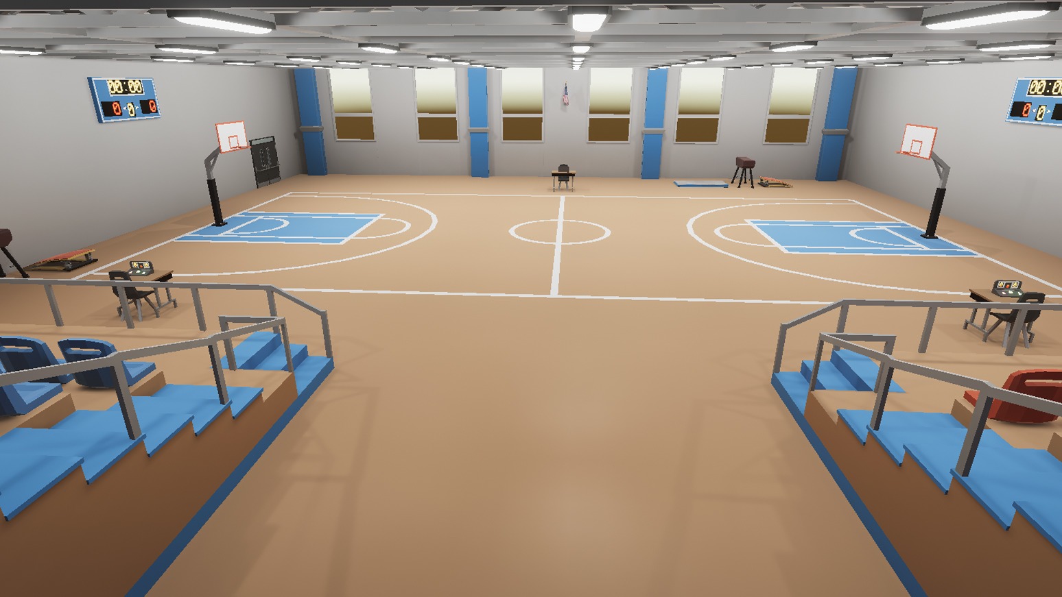 School Gym and Showers Lockers Combo Low-poly 3D model_2