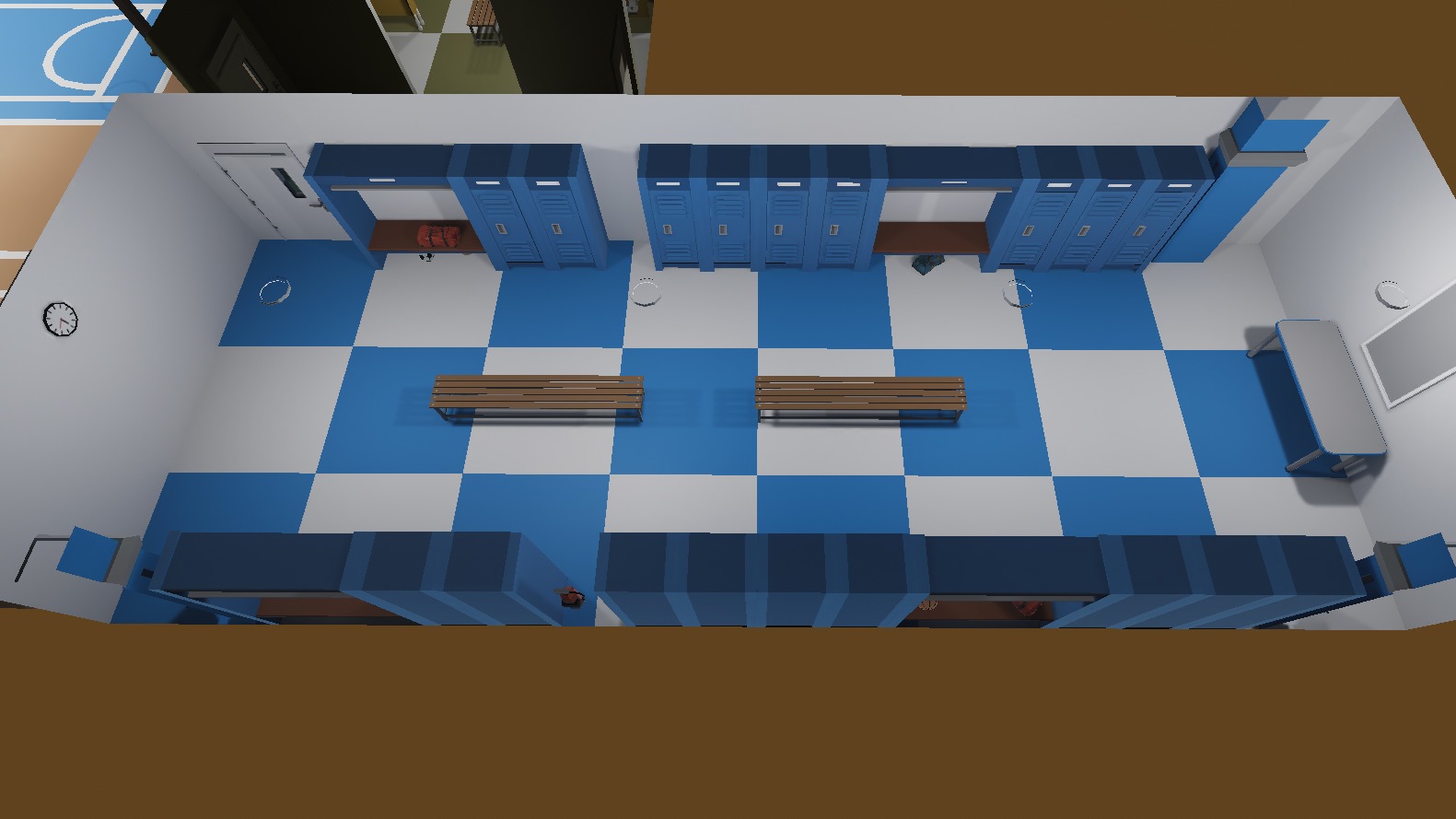 School Gym and Showers Lockers Combo Low-poly 3D model_10