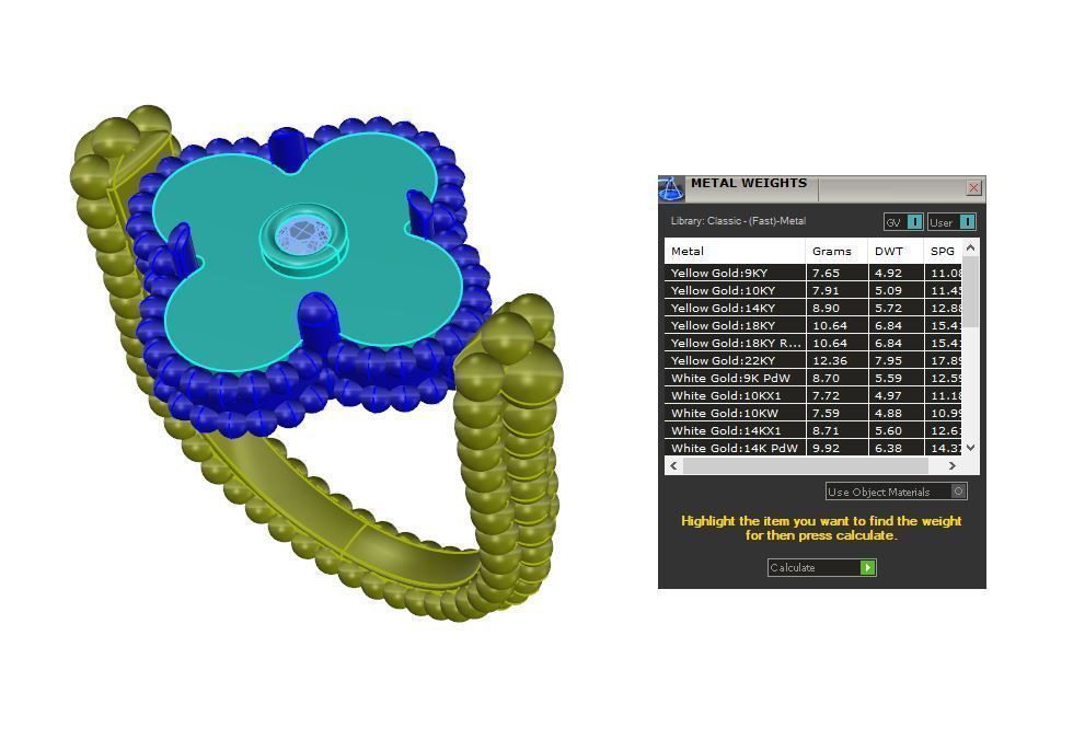 VCA Vintage Alhambra reversible ring 3D print model_5