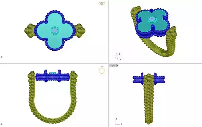 VCA Vintage Alhambra reversible ring 3D print model