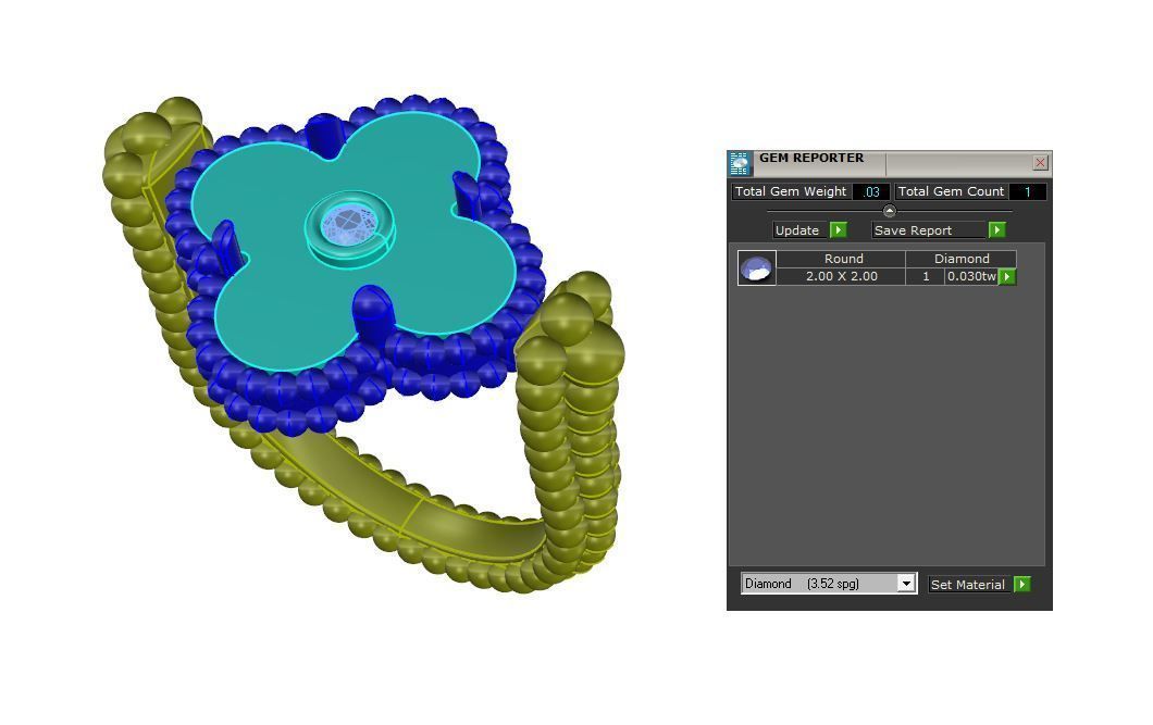 VCA Vintage Alhambra reversible ring 3D print model_4