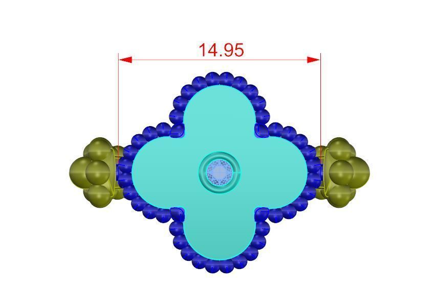 VCA Vintage Alhambra reversible ring 3D print model_1