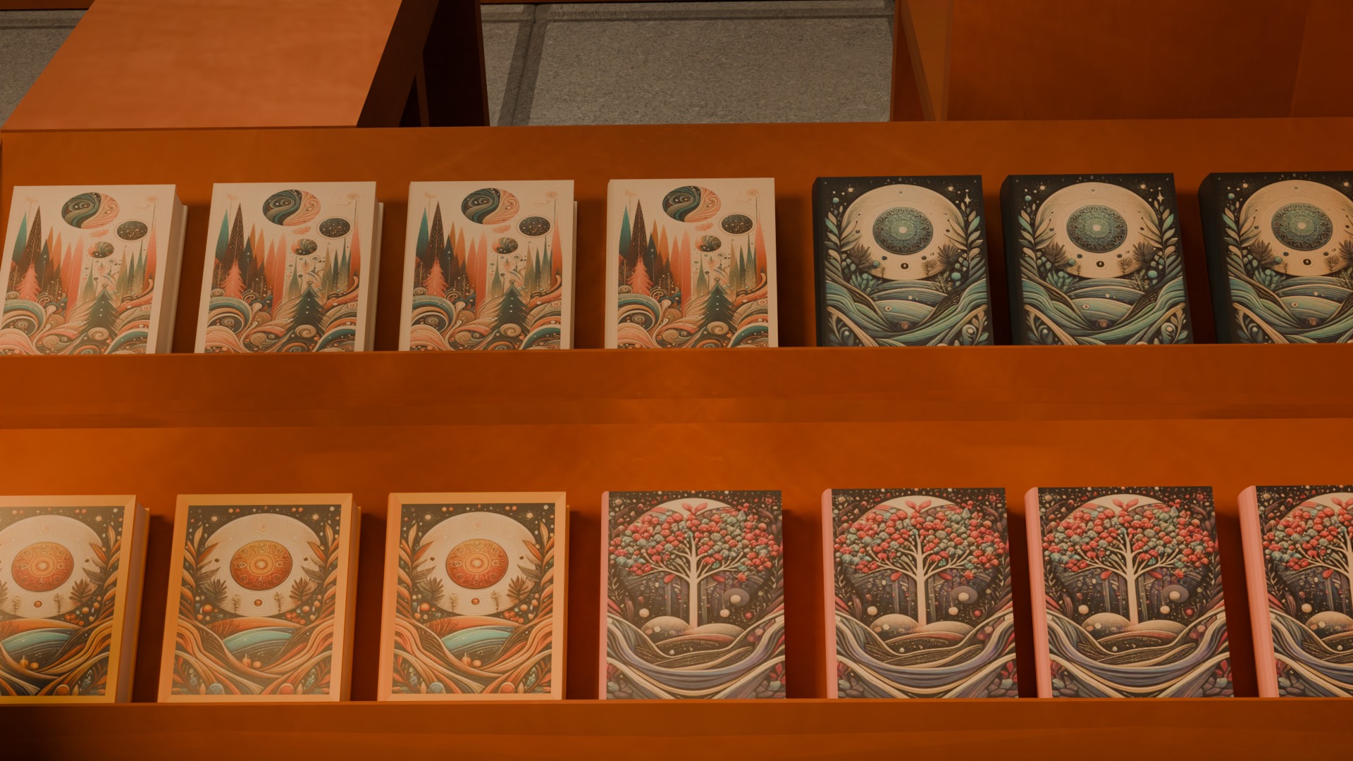 Book Store Low-poly 3D model_9