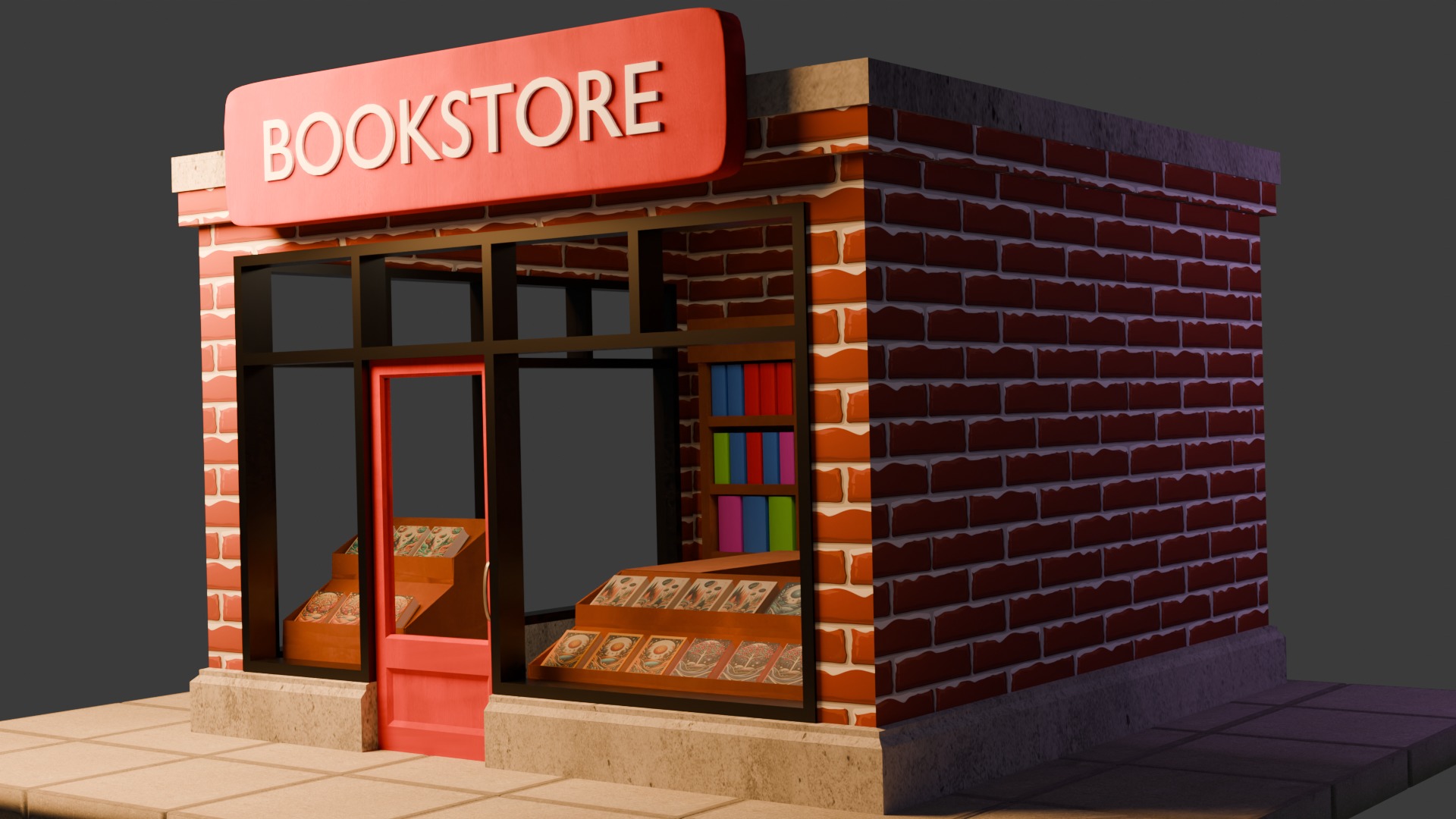 Book Store Low-poly 3D model_13