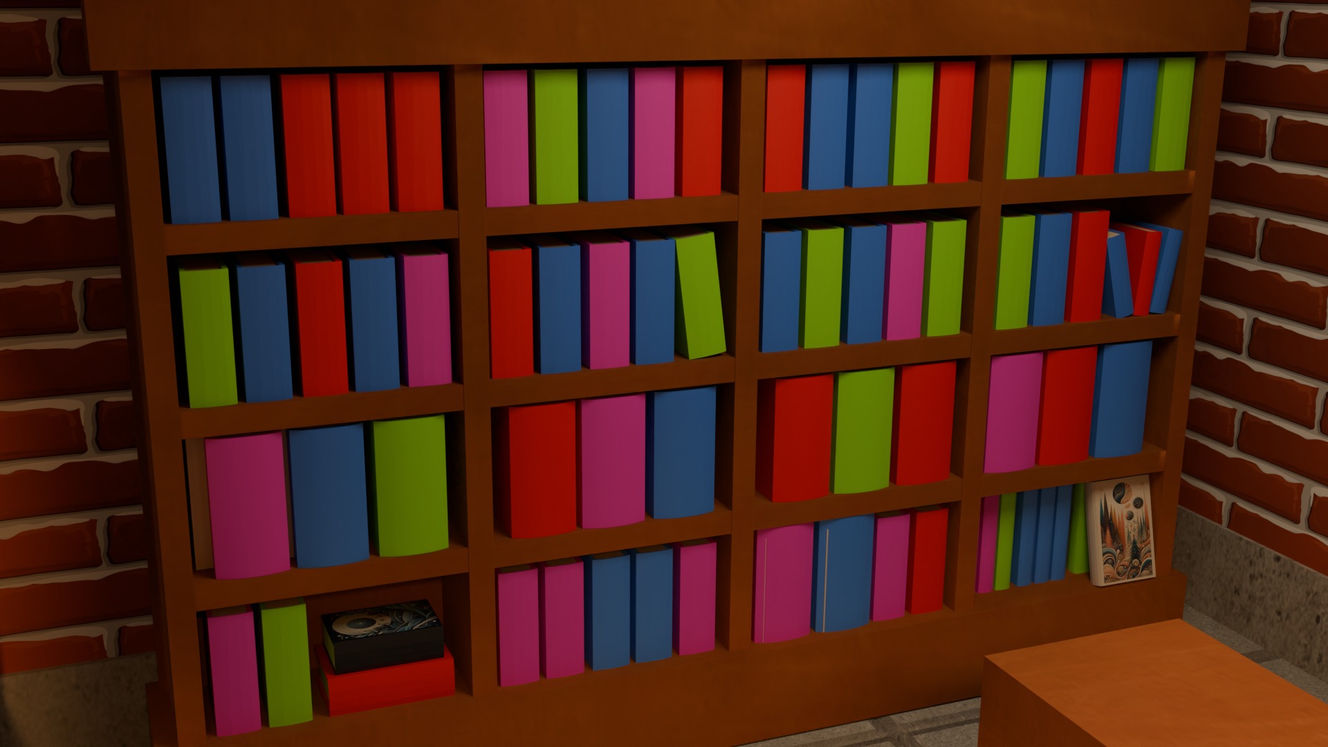 Book Store Low-poly 3D model_7