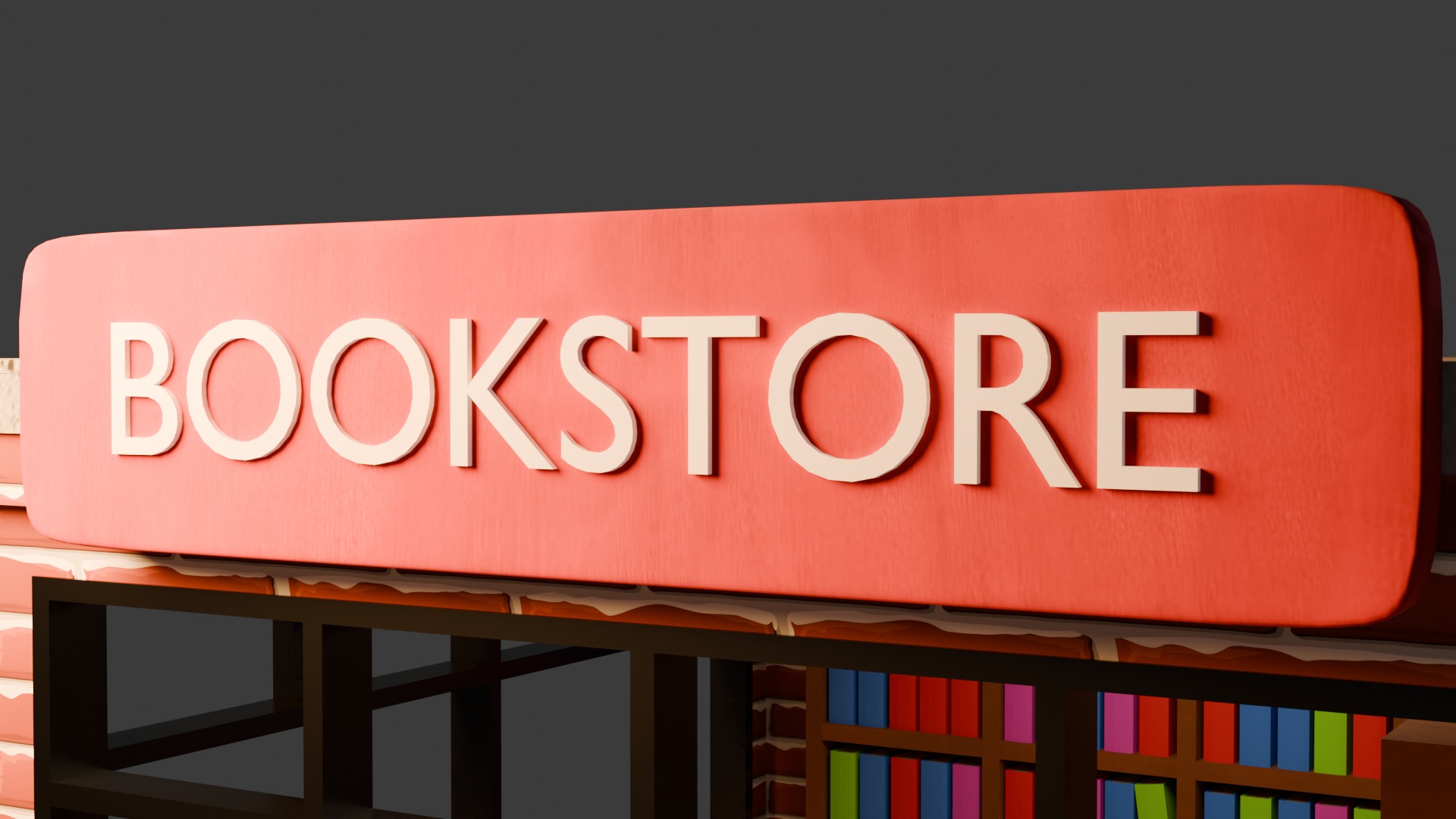 Book Store Low-poly 3D model_6