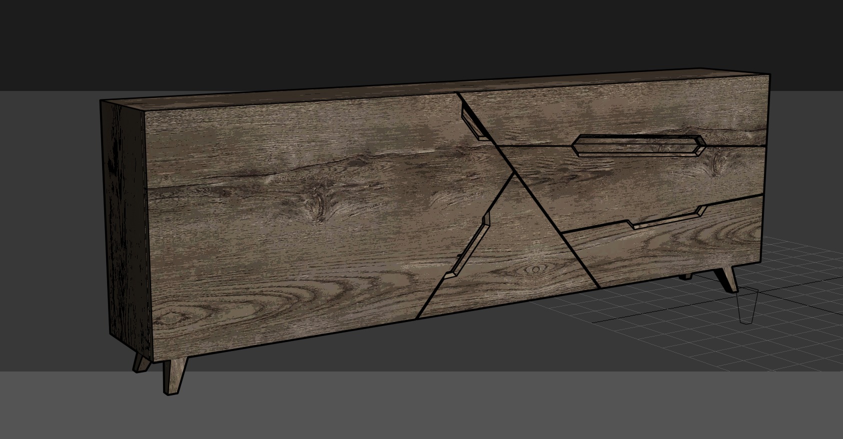 Tangram Cabinet Modern Low-poly 3D model_14