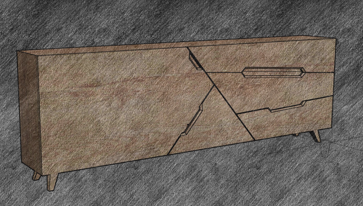 Tangram Cabinet Modern Low-poly 3D model_13