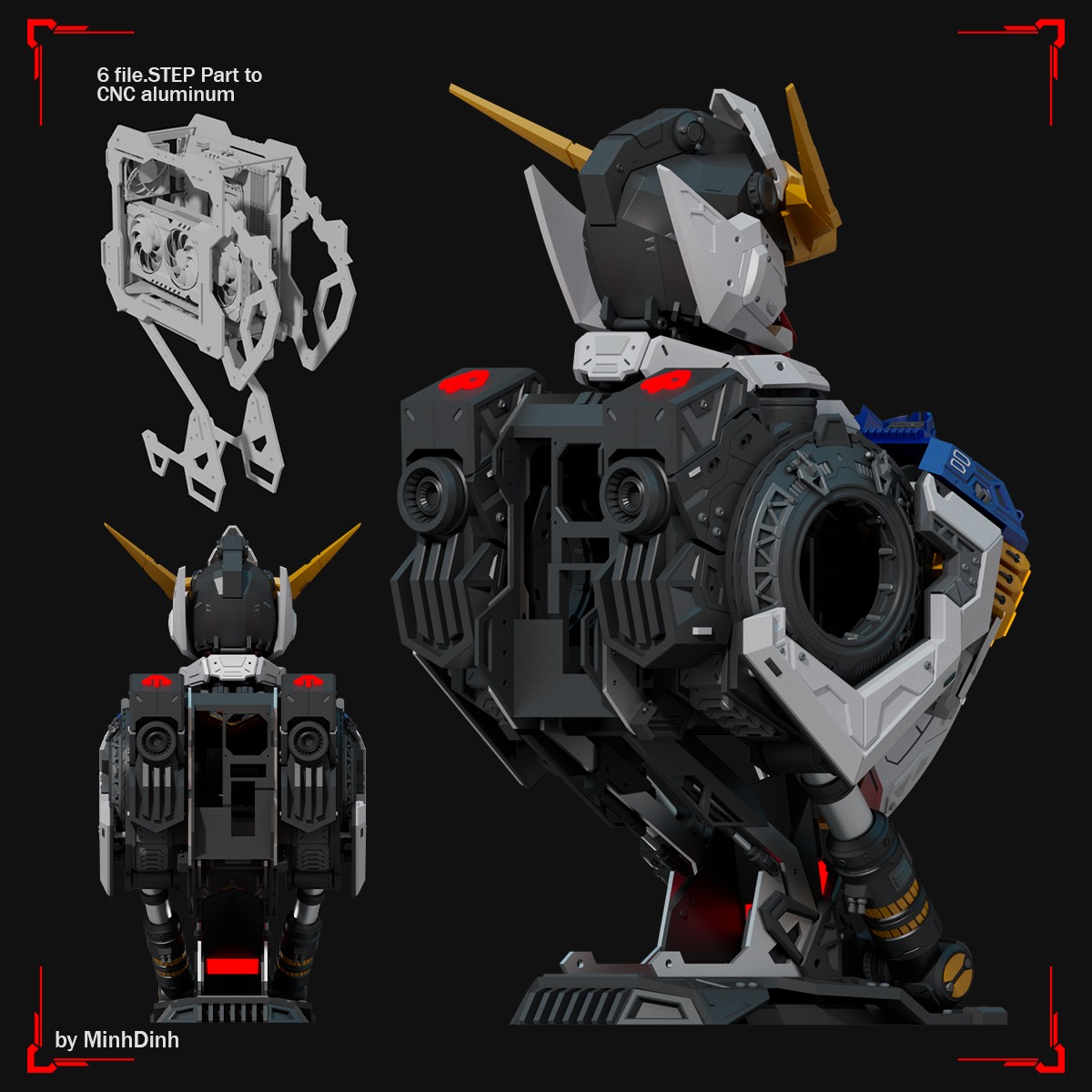 Case PC Gunpla Gundam Custom Model Barbatos Gundam 3D print model_6