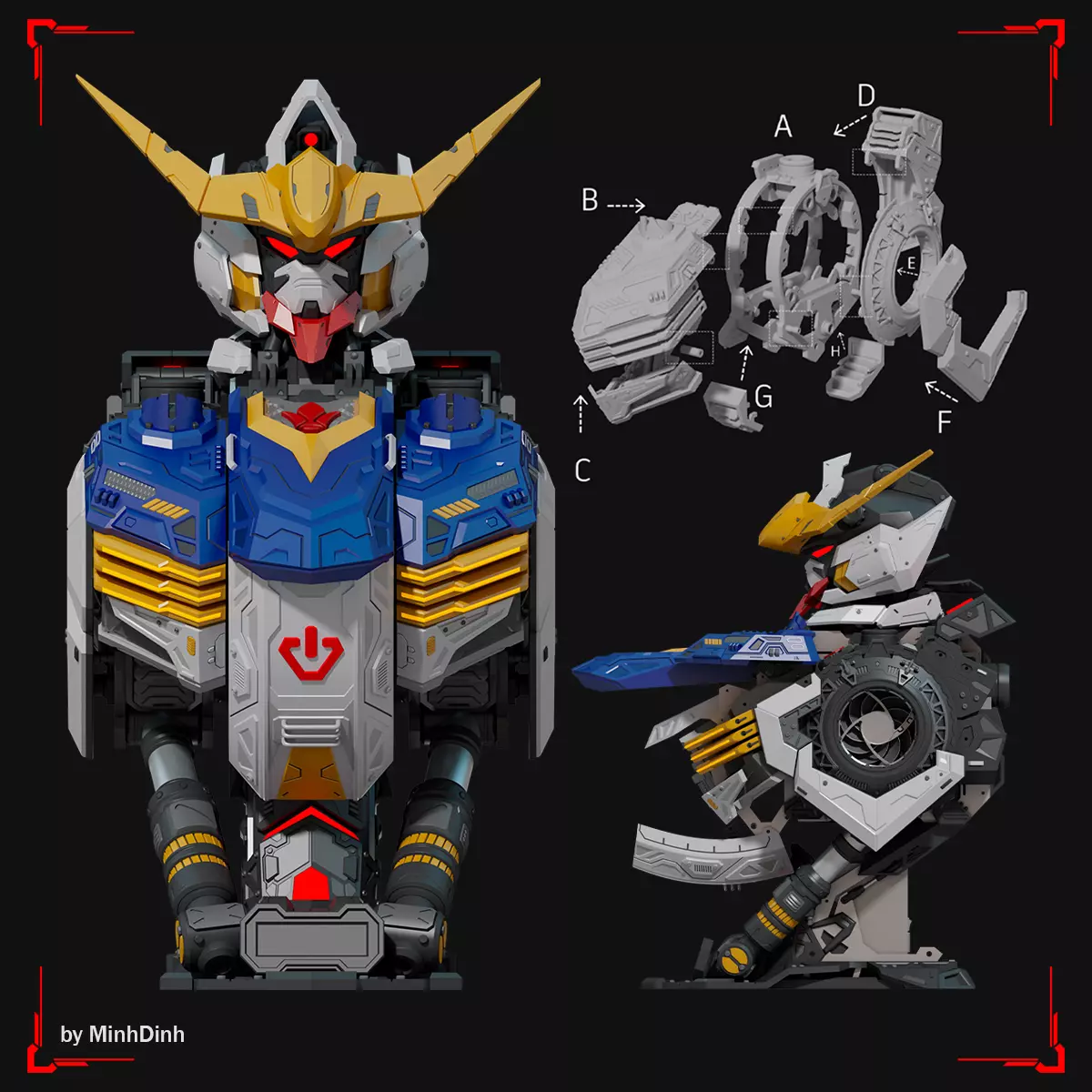 Case PC Gunpla Gundam Custom Model Barbatos Gundam 3D print model_0