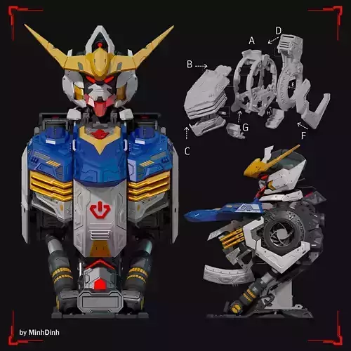 Case PC Gunpla Gundam Custom Model Barbatos Gundam 3D print model Case PC Gunpla Gundam Custom Model Barbatos Gundam 3D print model