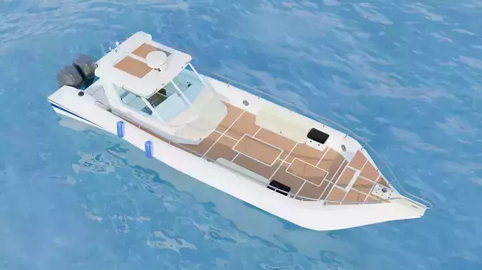 Realistic 3D Boat Model - Modern Cabin Cruiser
