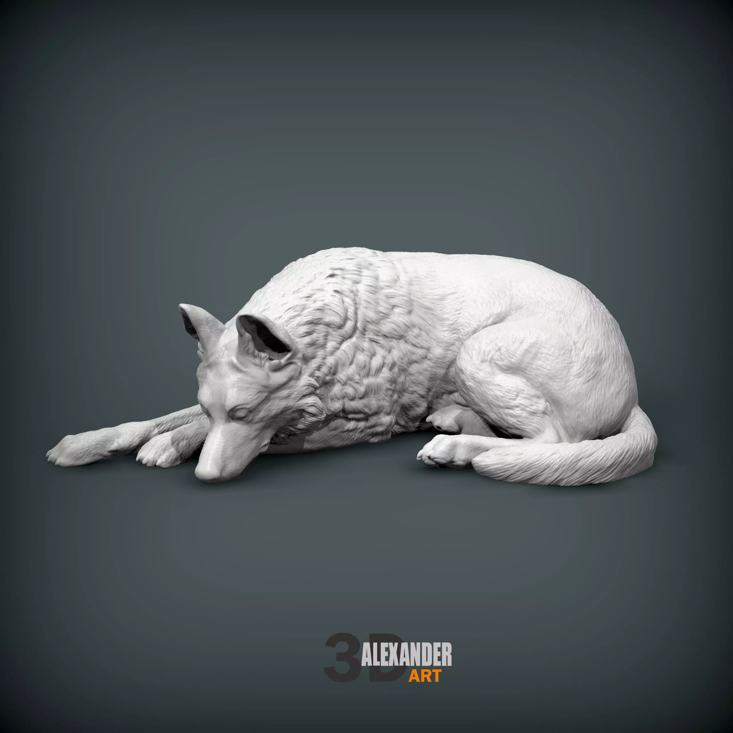 German Shepherd sleeping 3D print model