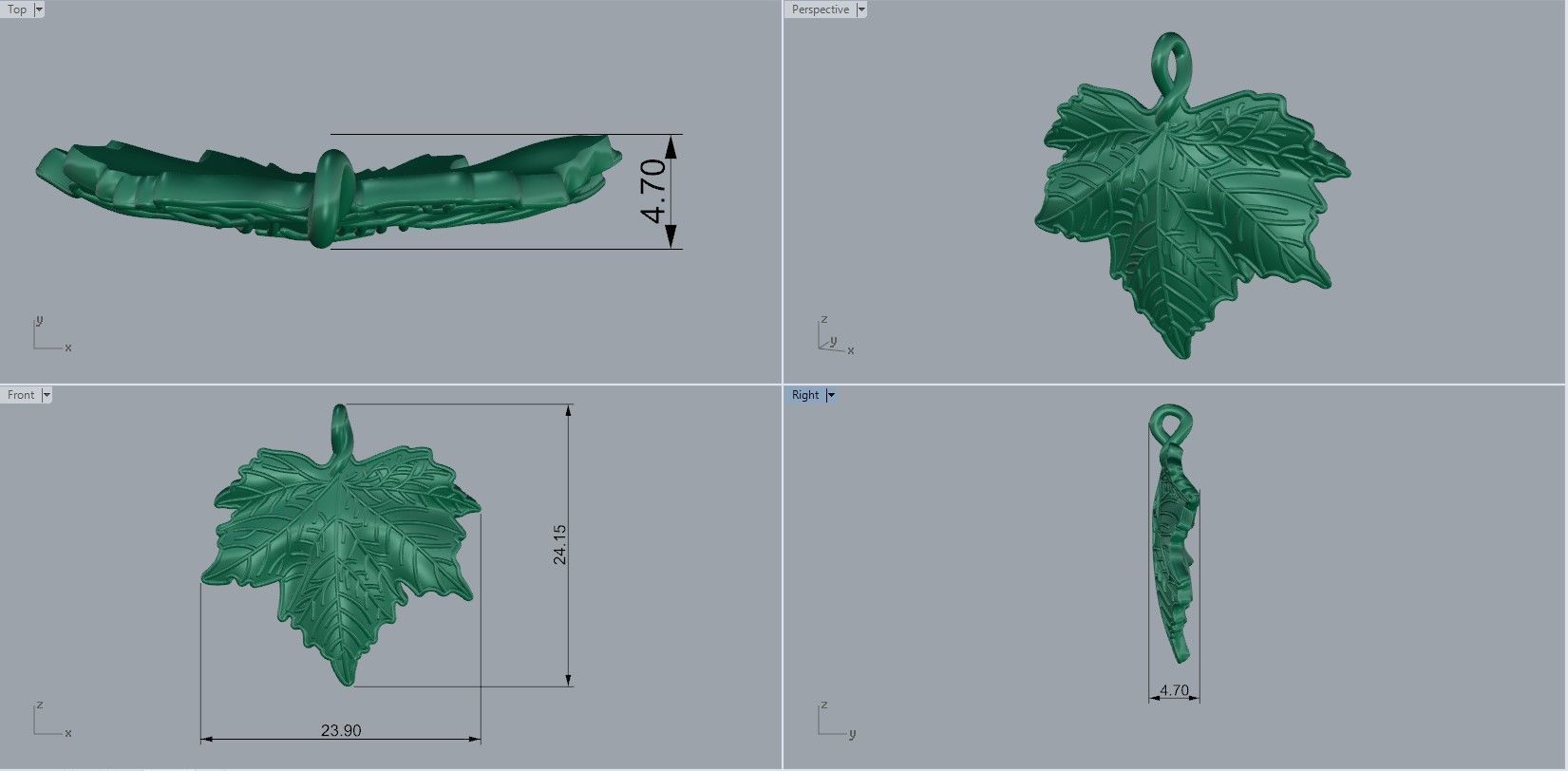 Leaf Pendant  3D print model_7