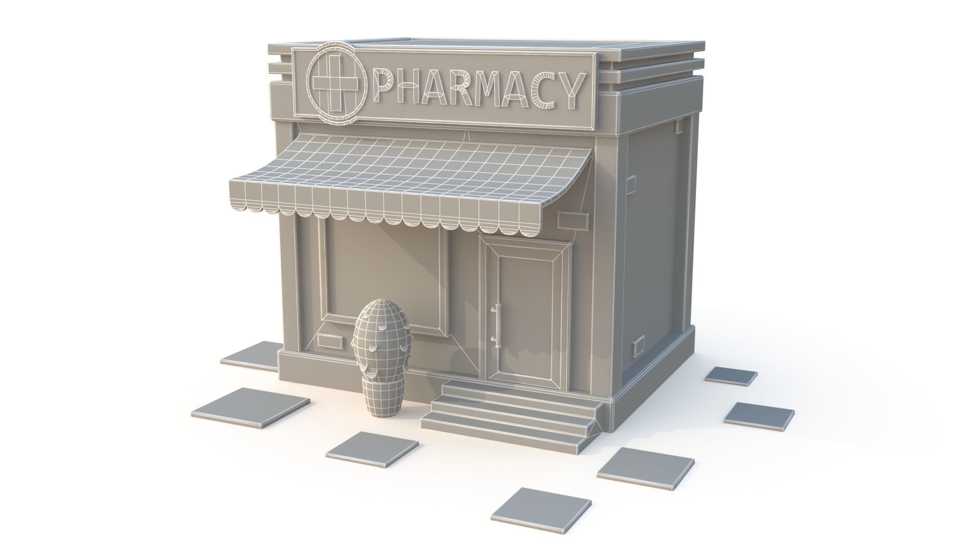 Cartoon pharmacy Low-poly 3D model_12