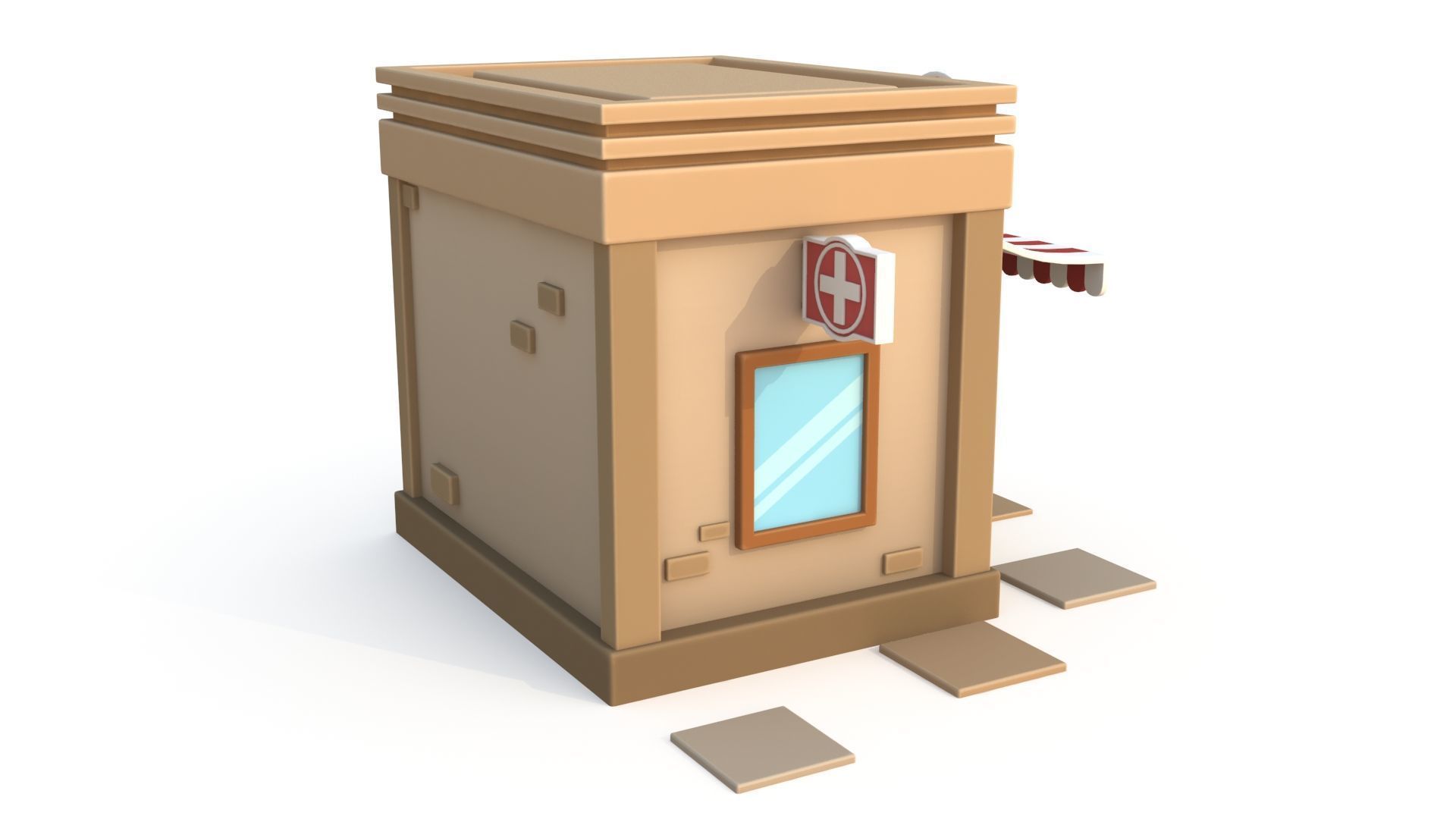 Cartoon pharmacy Low-poly 3D model_5