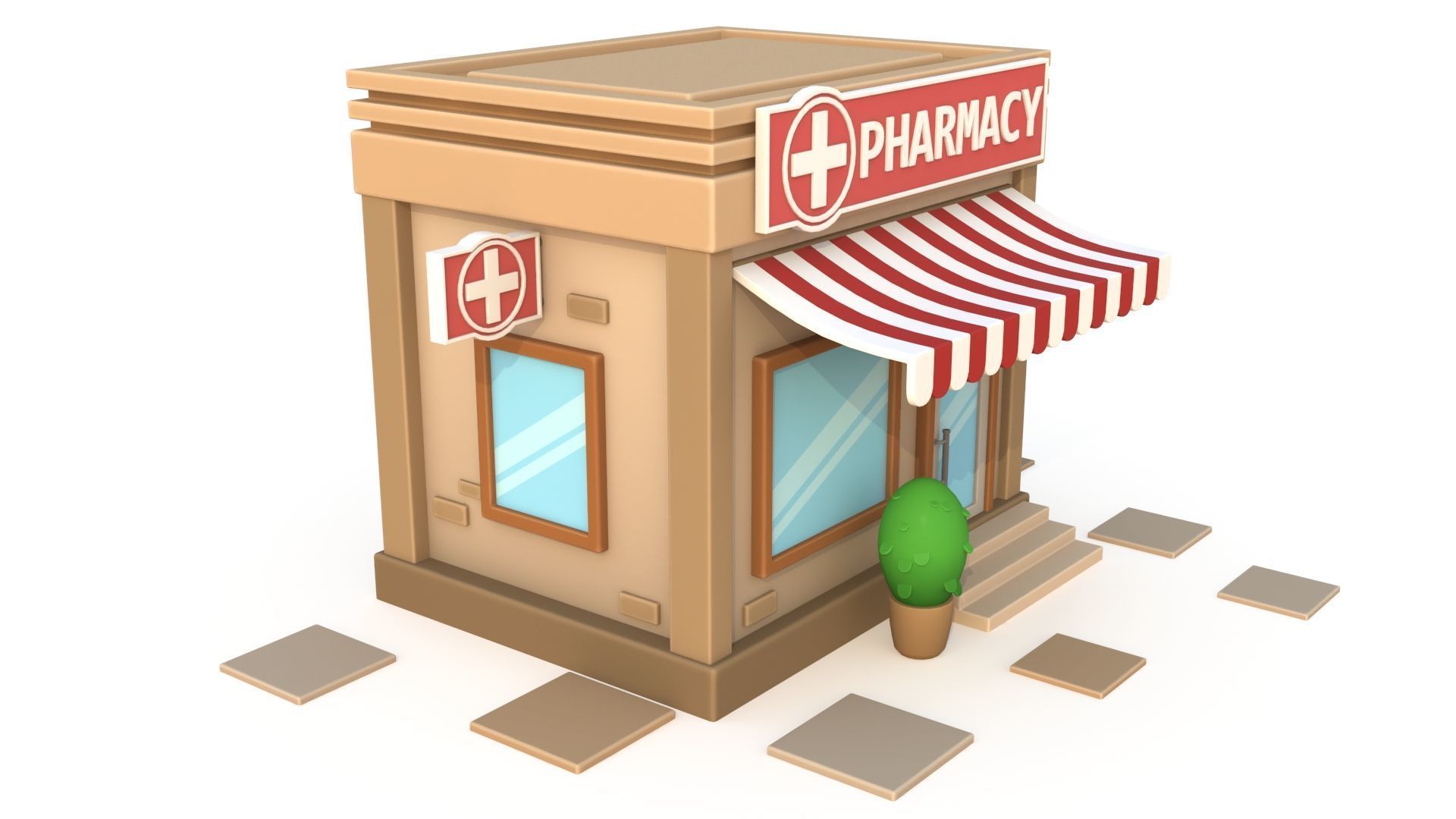 Cartoon pharmacy Low-poly 3D model_6