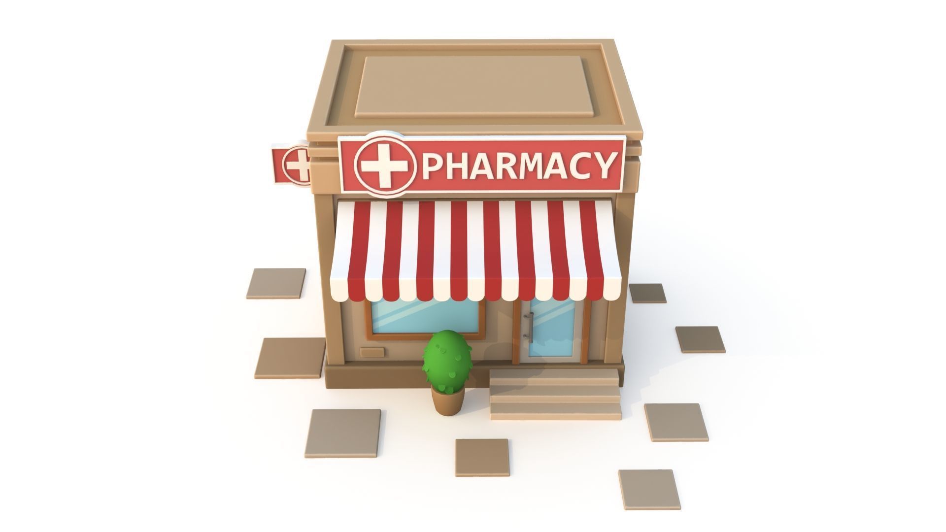 Cartoon pharmacy Low-poly 3D model_7