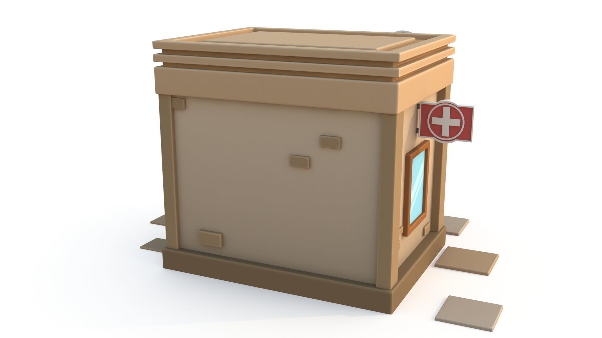 Cartoon pharmacy Low-poly 3D model_4