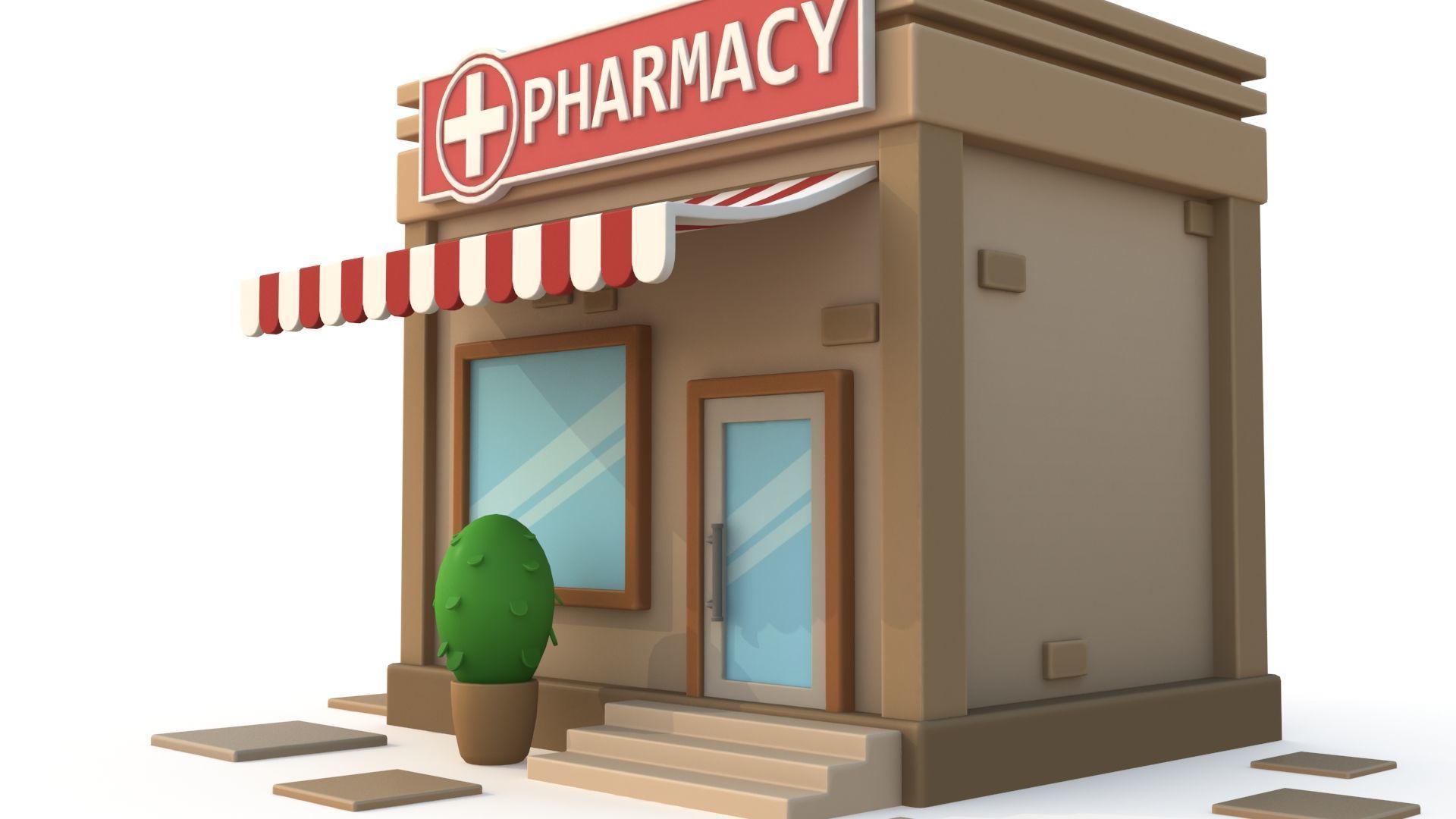 Cartoon pharmacy Low-poly 3D model_10
