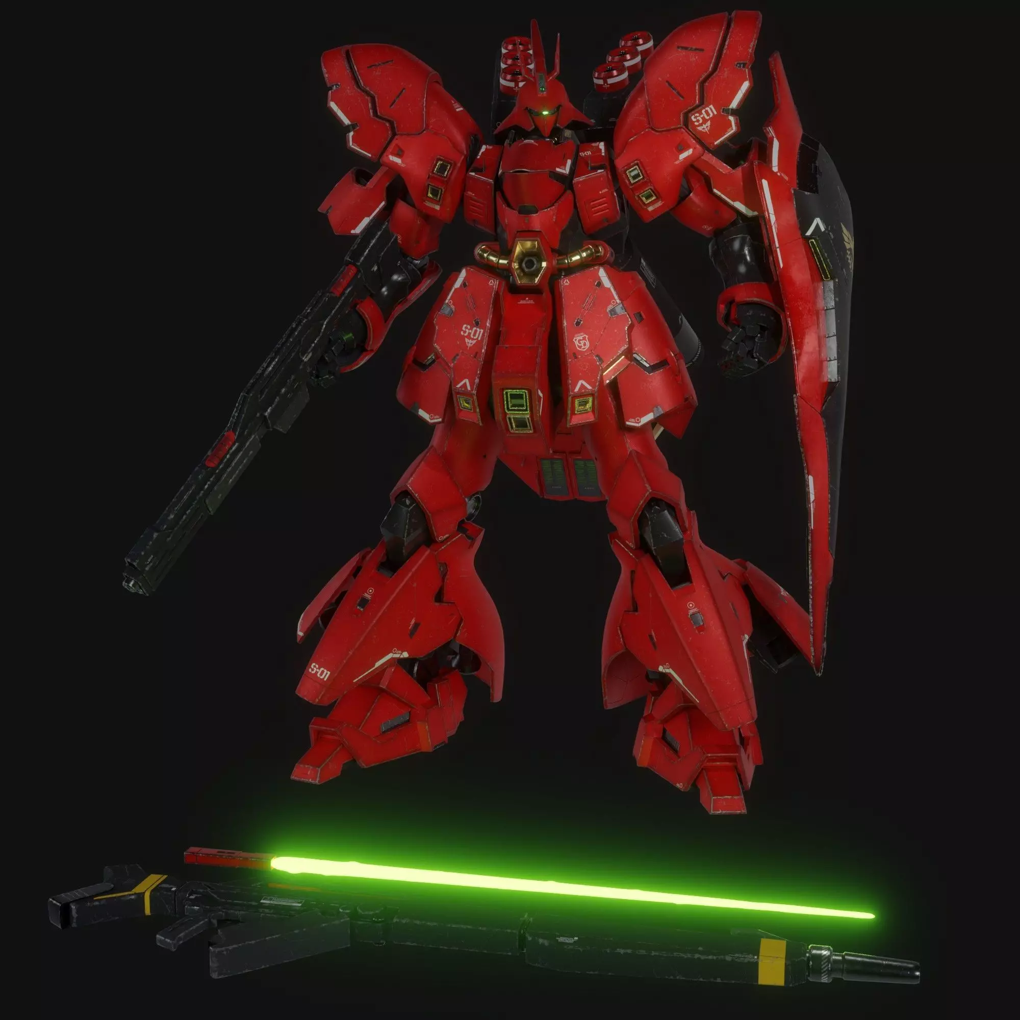 Sazabi MSN-04 Blender version 3D model_1