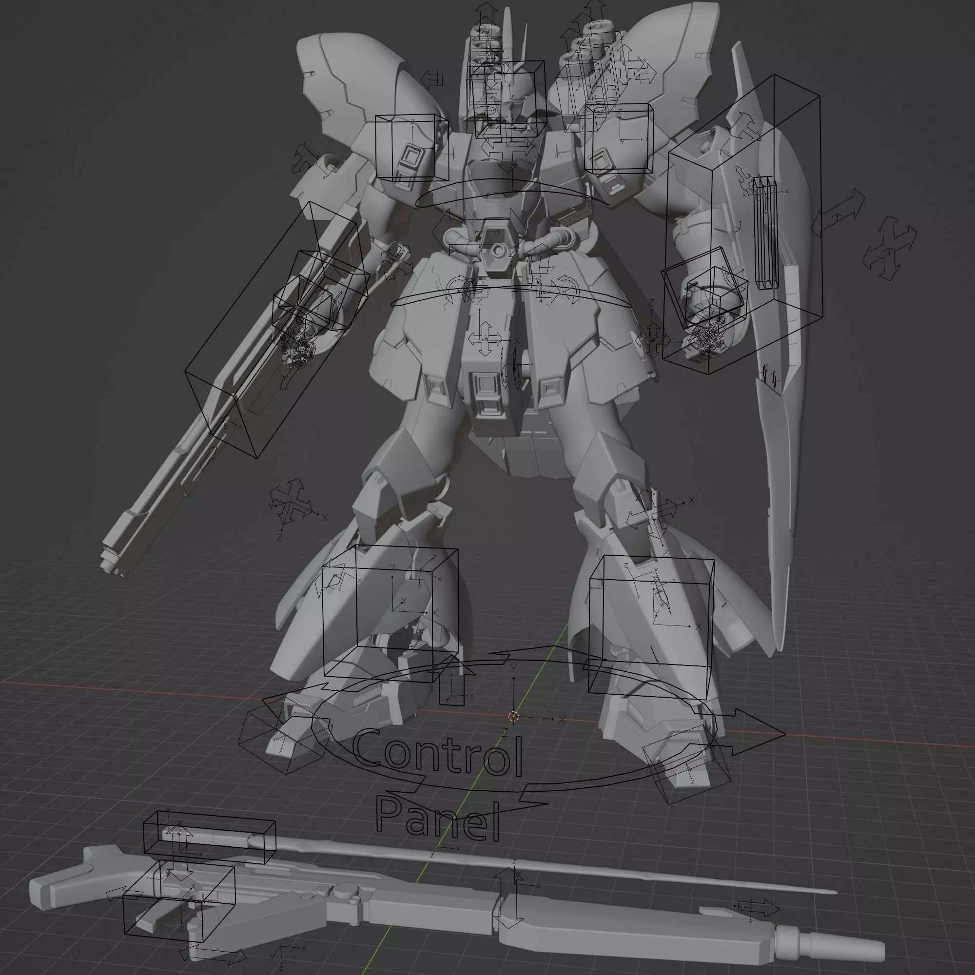 Sazabi MSN-04 Blender version 3D model_24