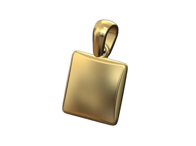 Square 14x14mm cushion pendant charm with bail 3D print model