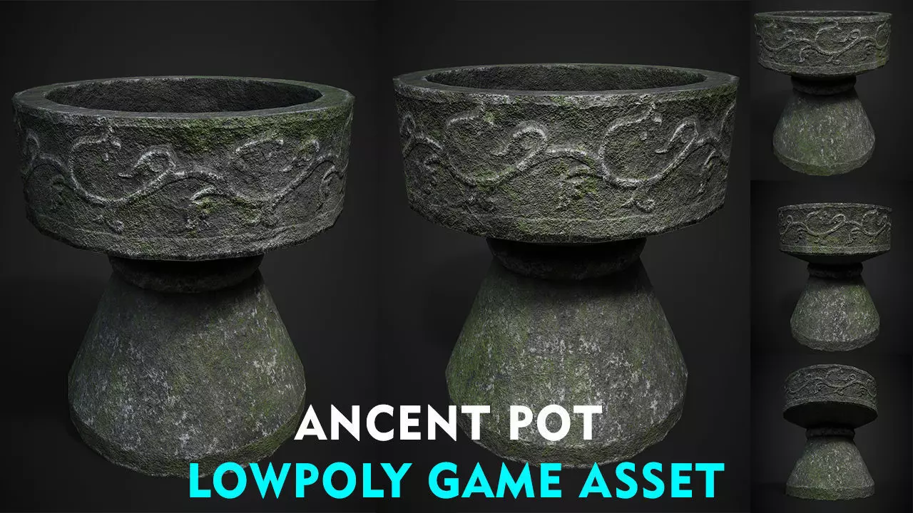 ANCIENT POT LOWPOLY GAME ASSET Low-poly 3D model_0