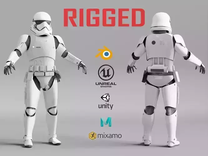 Storm Trooper First Order from Star Wars Battlefront RIGGED Low-poly 3D model