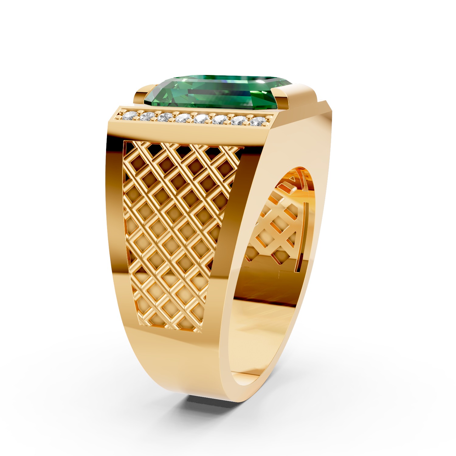 Man Signet Ring With Emerald 3D print model_3