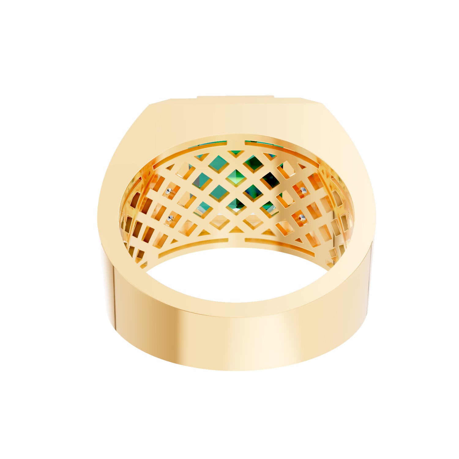Man Signet Ring With Emerald 3D print model_4