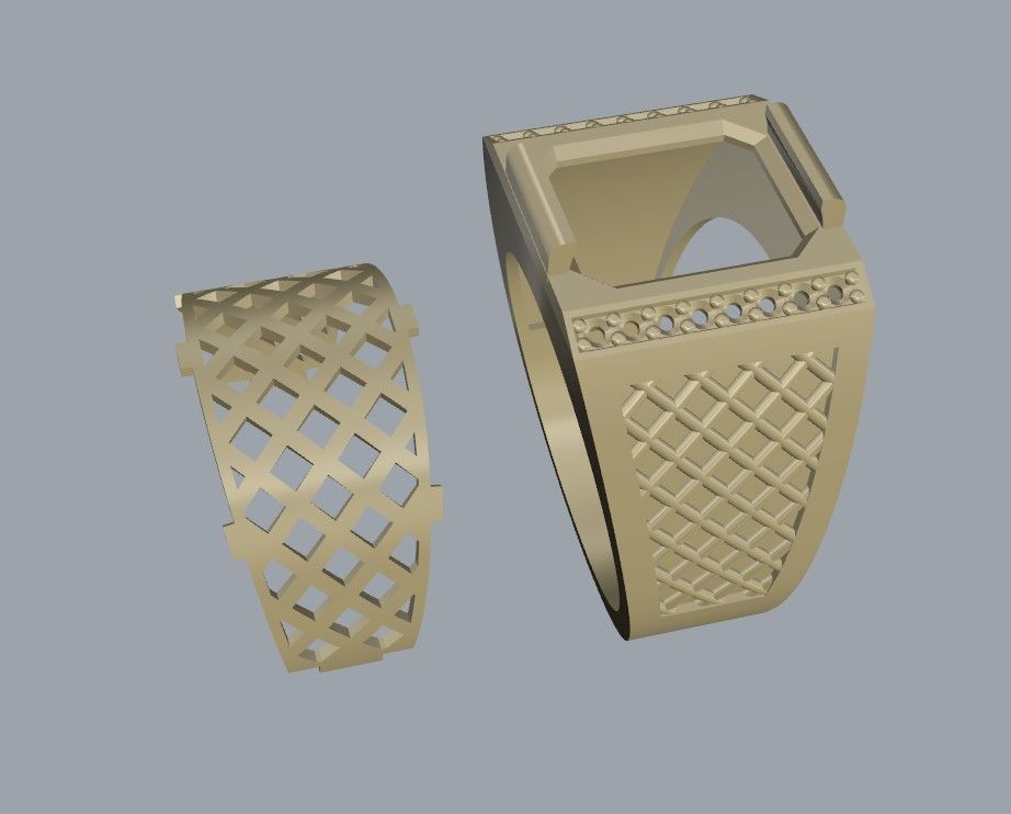 Man Signet Ring With Emerald 3D print model_7