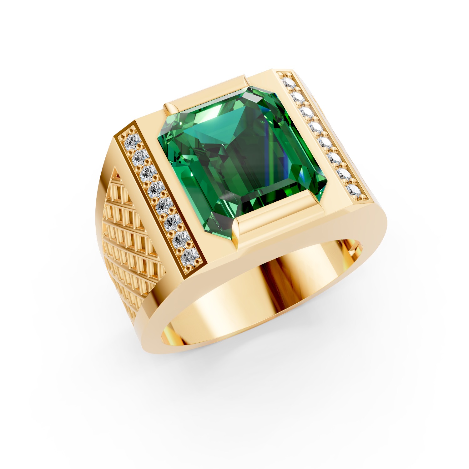 Man Signet Ring With Emerald 3D print model_5